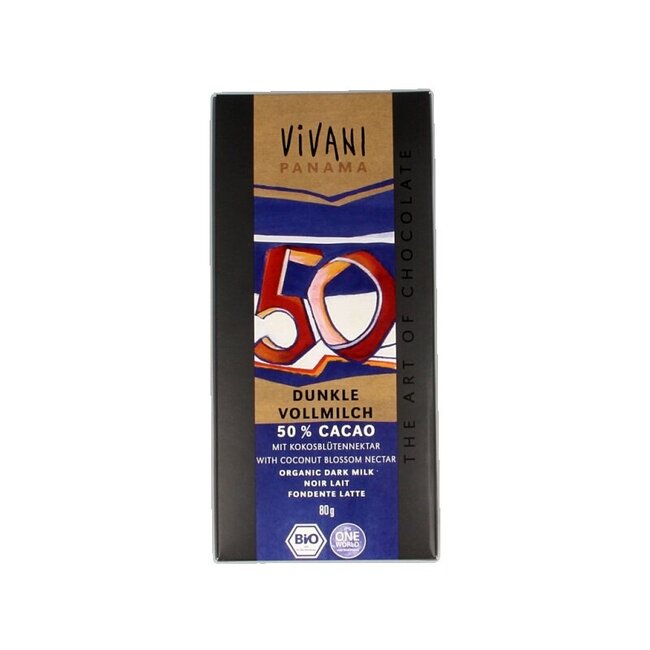 Chocolade melk donker 50% Panama bio 80 Gram