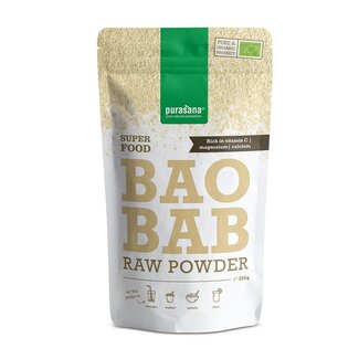 Purasana Purasana Baobab poeder vegan bio 200 Gram