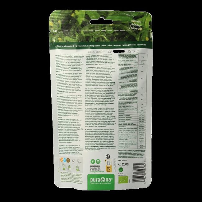 Purasana Chlorella poeder vegan bio 200 Gram