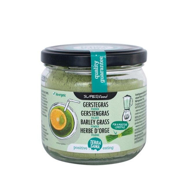 Gerstegras poeder in glas bio 130 Gram