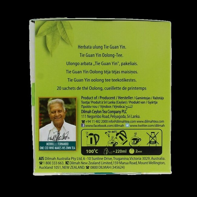 Dilmah Springtime thé vert oolong parfumé 20 sachets