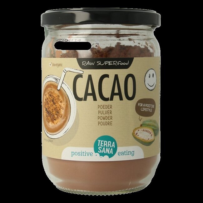 Raw cacao antioxidant poeder in glas bio 160 Gram
