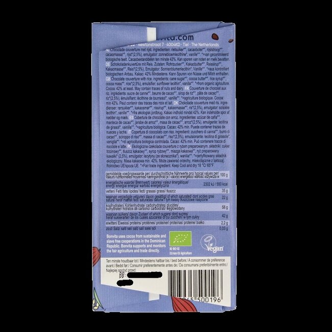 Bonvita Chocolat au lait de riz et riz croustillant bio 100 g