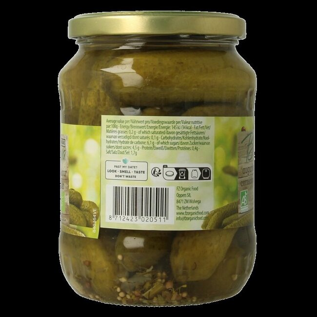 Bionova Cornichons aigre-doux bio 670 g