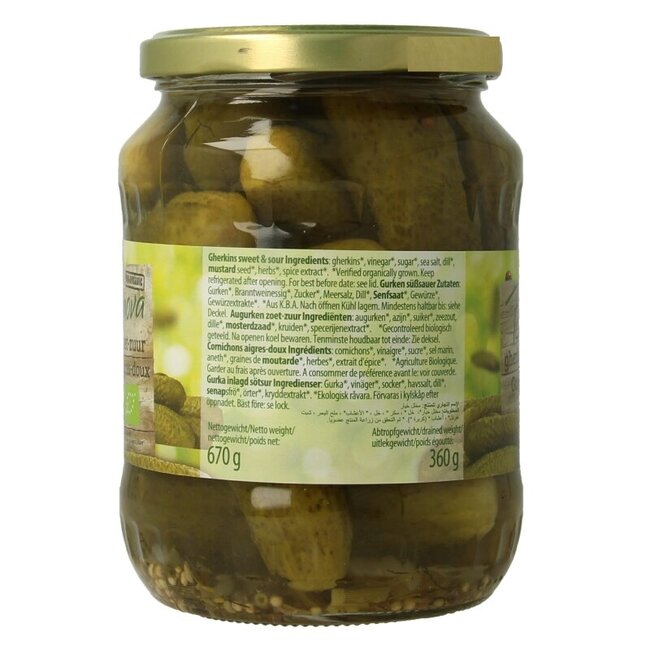 Bionova Augurken zoet zuur bio 670 Gram