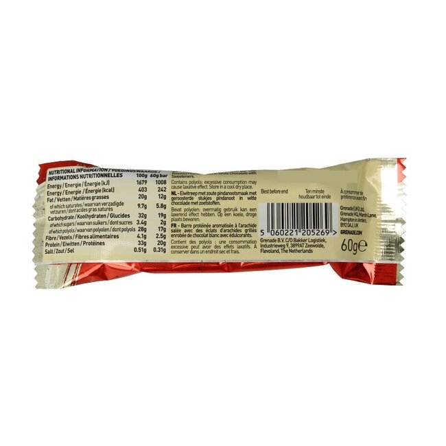 Barre protéinée Grenade chocolat blanc cacahuète salée 60 g
