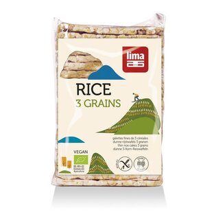 Lima Rijstwafels recht dun 3 granen bio 130 Gram