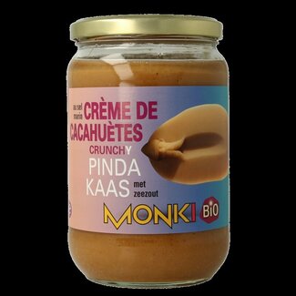 Monki Monki Pindakaas crunchy met zout eko bio 650 Gram