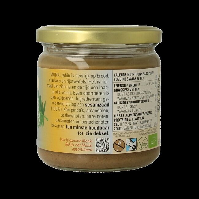 Monki Tahin zonder zout eko bio 330 Gram