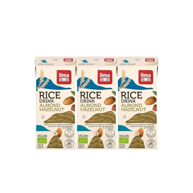 Rice drink hazelnoot-amandel 200ml bio 3 Stuks