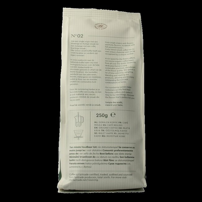 Simon Levelt Cafe organico forte snelfilter bio 250 Gram