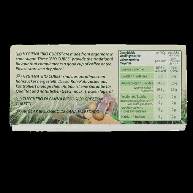Hygiena Cubes morceaux de sucre de canne bio 500 g