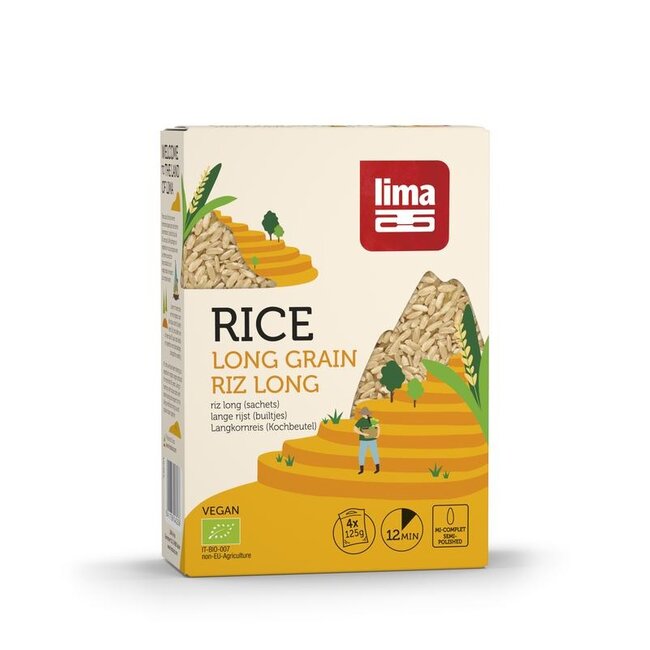 Rijst lang kookbuiltjes 4 x 125 gram bio 500 Gram