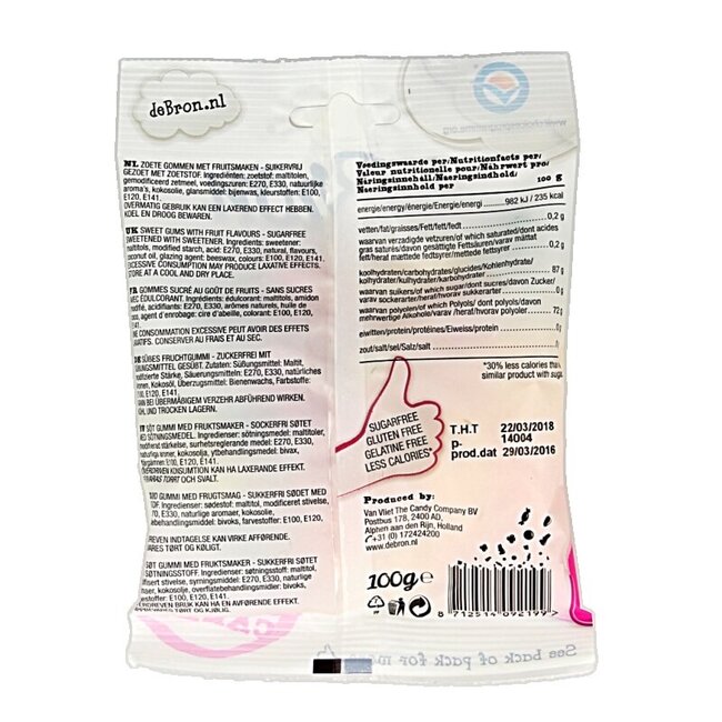 De Bron Winegums English sans sucre 100 g