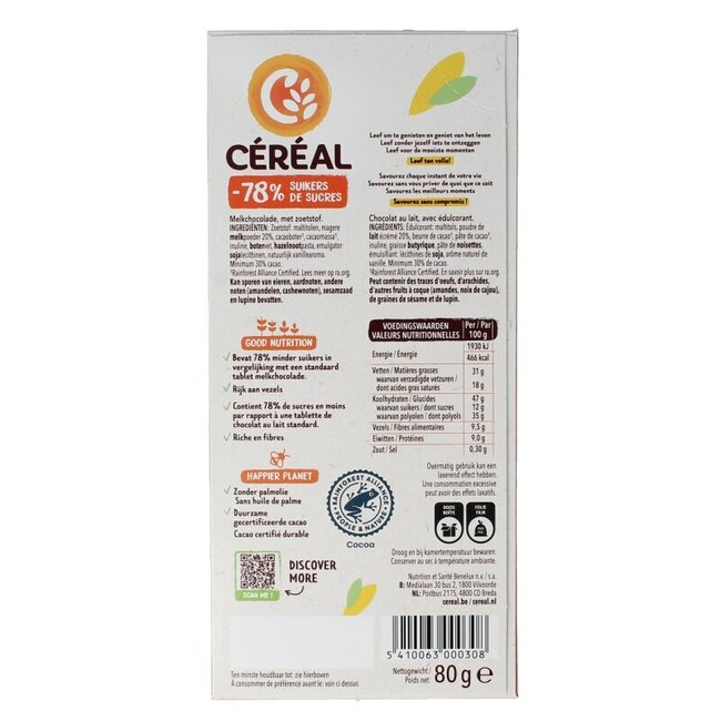 Cereal Tablet melk maltitol 80 Gram