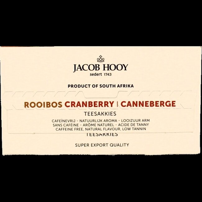 Jacob Hooy Rooibosthee cranberry  40 Zakjes