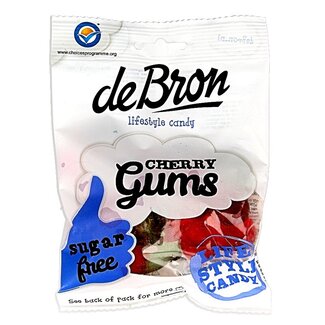 De Bron De Bron Kersen gums/cherry gums suikervrij 90 Gram