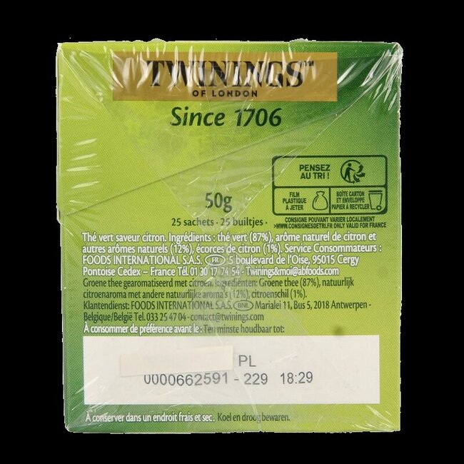Twinings Thé vert citron 25 sachets
