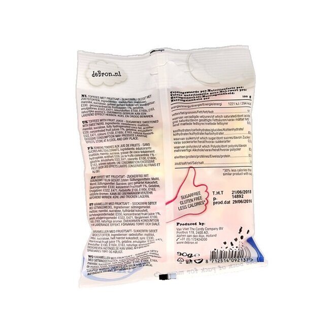 De Bron Toffees aux fruits sans sucre 90 g