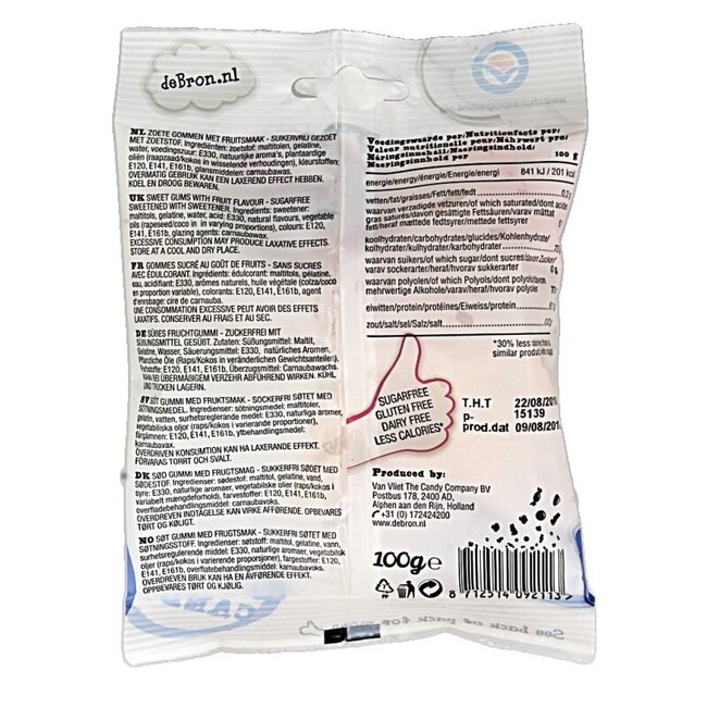 De Bron Gommes aux fruits sans sucre 100 g