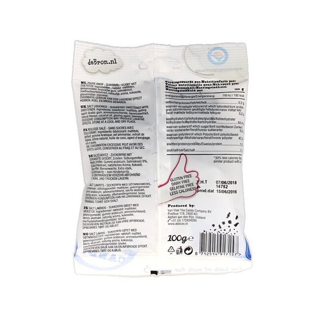 De Bron Klavertjes réglisse salée sans sucre 100 g