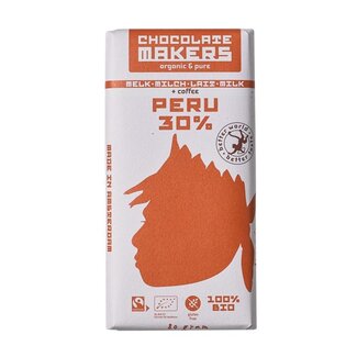 Chocolatemakers Awajun 30% met koffie bio fairtrade bio 80 Gram
