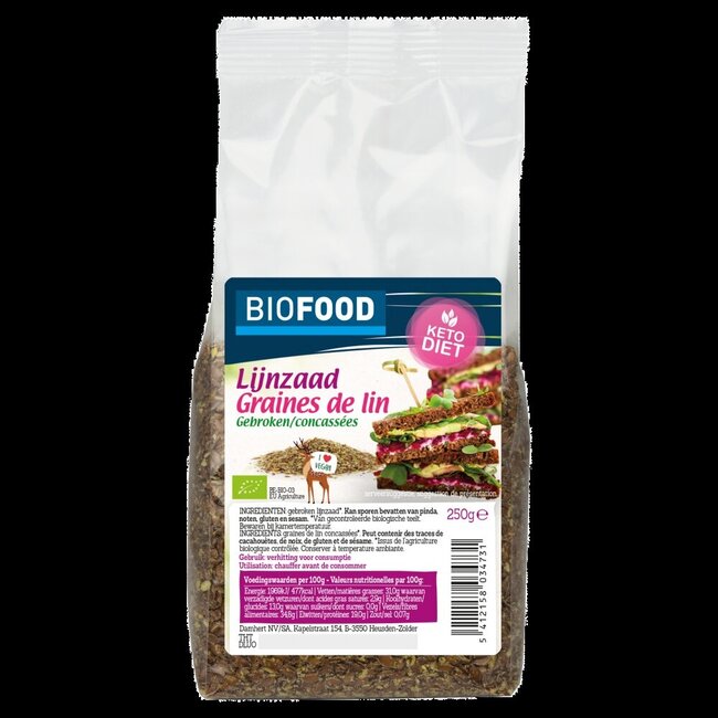 Lijnzaad gebroken bio 250 Gram