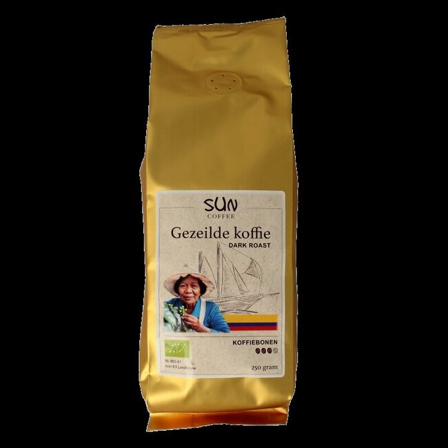 Gezeilde koffiebonen dark roast bio 250 Gram