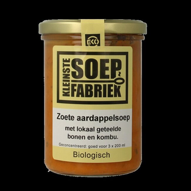Zoete aardappelsoep met lokale bonen en kombu bio 400 Milliliter