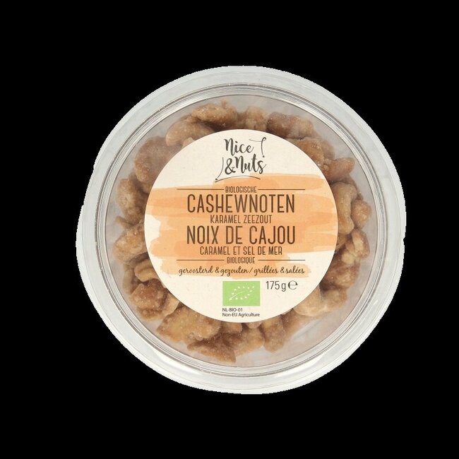 Cashewnoten karamel zeezout geroosterd bio 175 Gram