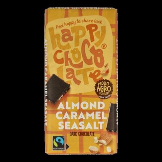 Happy Chocolate Puur amandel karamel zeezout bio 100 Gram