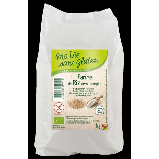 Rijstmeel halfvolkoren glutenvrij bio 1 Kilogram