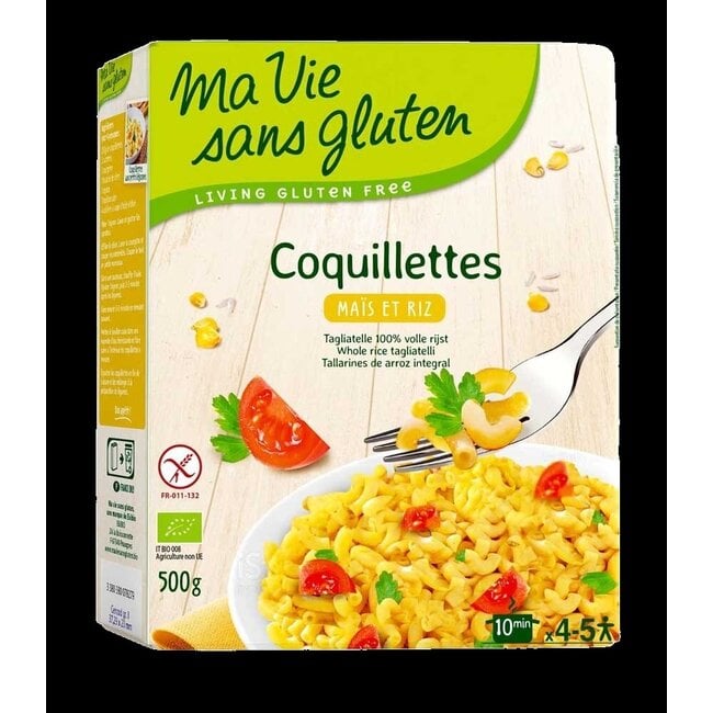 Macaroni van mais en rijst glutenvrij bio 500 Gram