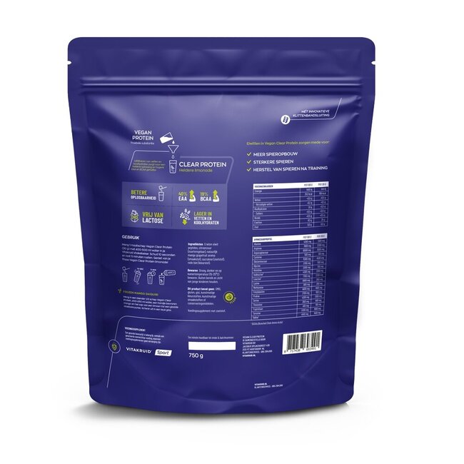 Vitakruid Vegan clear protein mango grapefruit 750 Gram