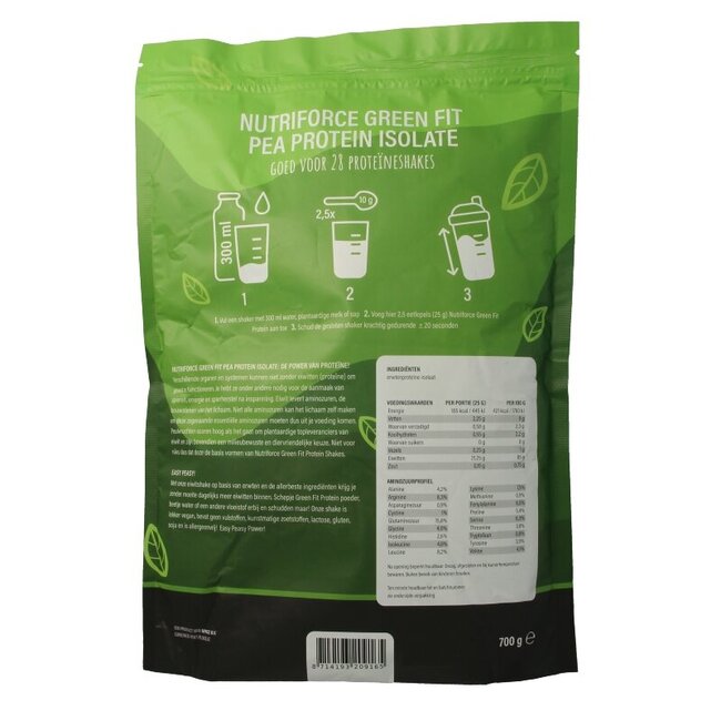 Nutriforce Green Fit Protéine de Pois 700 Grammes
