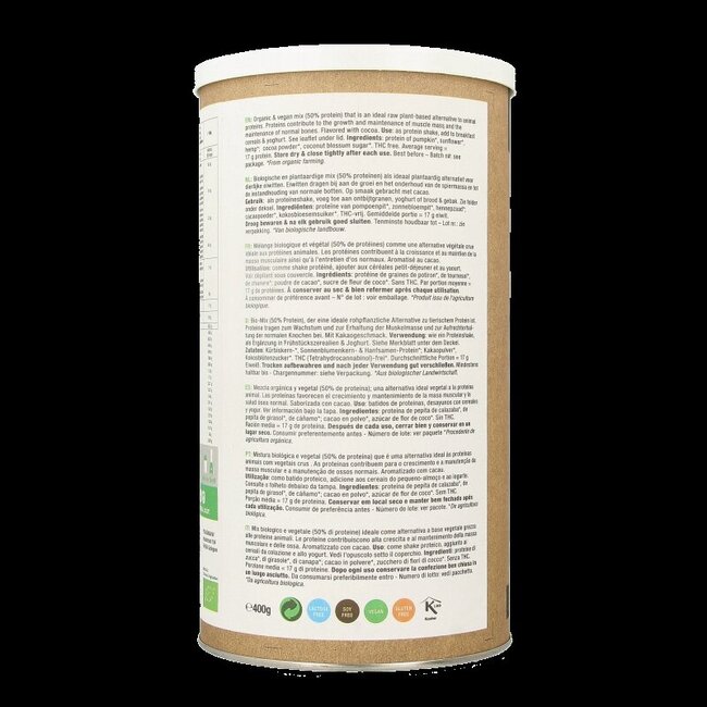 Purasana Protéine tournesol chanvre courge cacao vegan bio 400 g