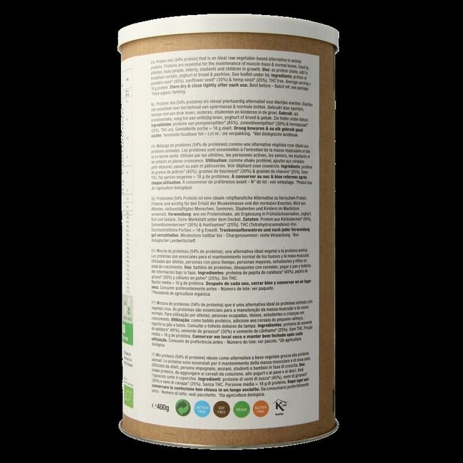 Purasana Proteine zonnebloem hennep pompoen vegan bio 400 Gram