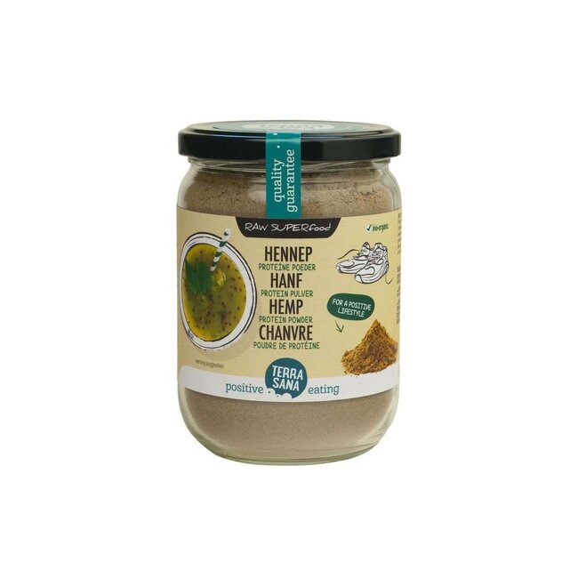 Raw hennep protein poeder in glas bio 200 Gram