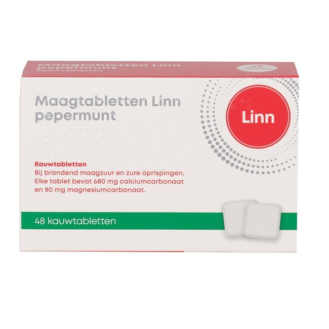 Linn Maagtabletten pepermunt 48 Kauwtabletten
