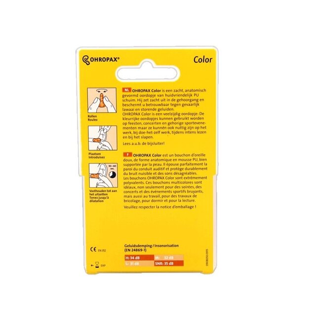 Ohropax Oordopjes geluiddempend color 8 Stuks