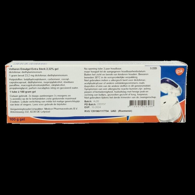 Voltaren Emulgel extra sterk 2,32% Roemeense verpakking 100 Gram