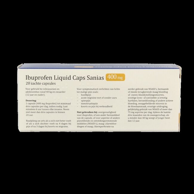 Sanias Ibuprofen liquid 400mg 20 Capsules