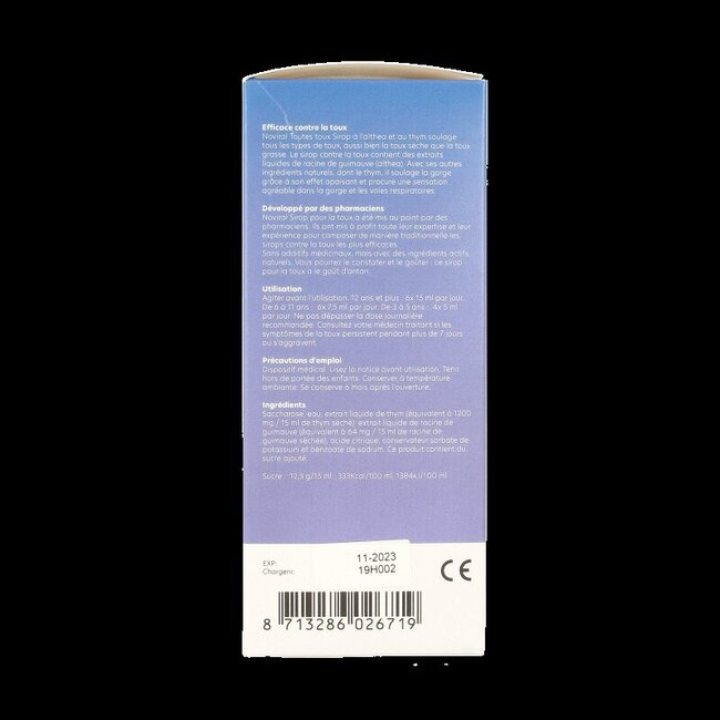 Noviral Sirop contre toutes les toux althéa et thym 200 ml