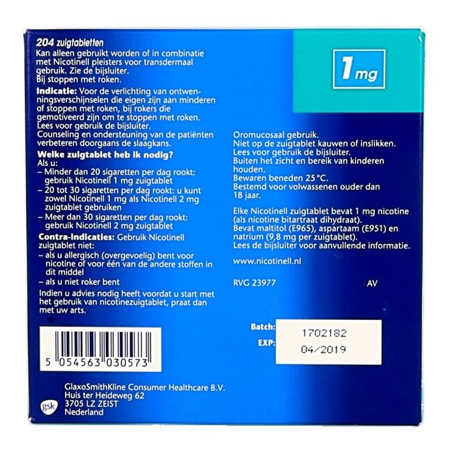 Nicotinell Mint 1mg 204 Zuigtabletten