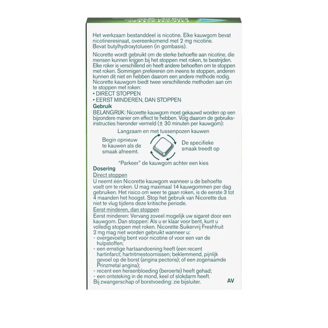 Nicorette Kauwgom 2mg freshfruit 30 Stuks