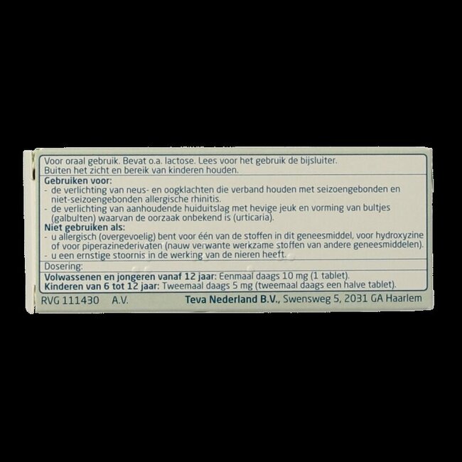 Teva Cétirizine diHCl 10 mg 7 comprimés