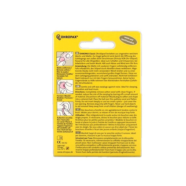 Ohropax Bouchons d'oreilles Classic 20 pièces