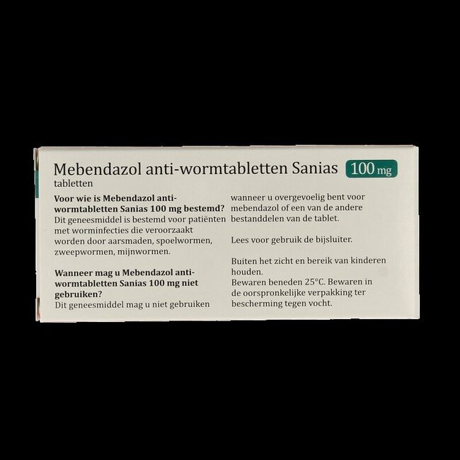 Sanias Mébendazole comprimés vermifuges 100 mg 6 comprimés