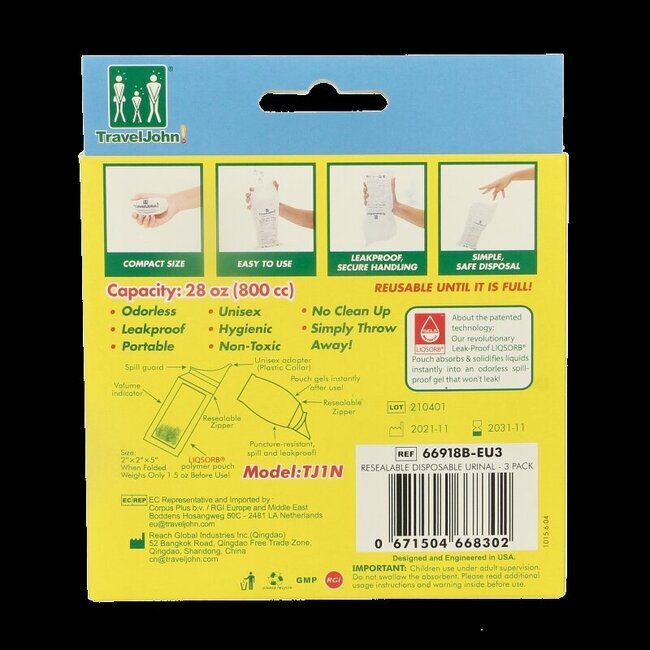 Able 2 Travel John - Lot de 3