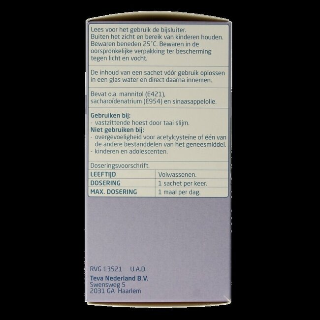 Teva Acetylcysteine 600mg 30 Sachets